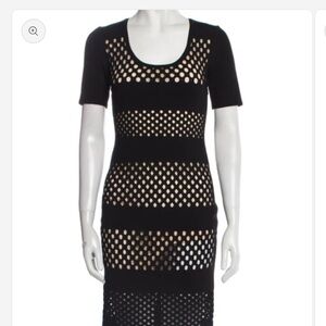 Fendi Black and Cream Mesh Midi Dress size XS